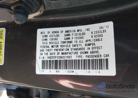 2013 Honda Accord Sport from USA, damaged, VIN 1HGCR2F52DA021693
